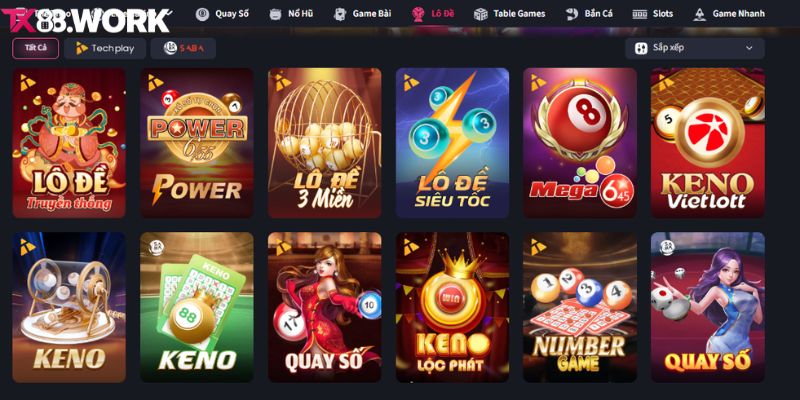 Các sảnh chơi hấp dẫn nhất xổ số TX88