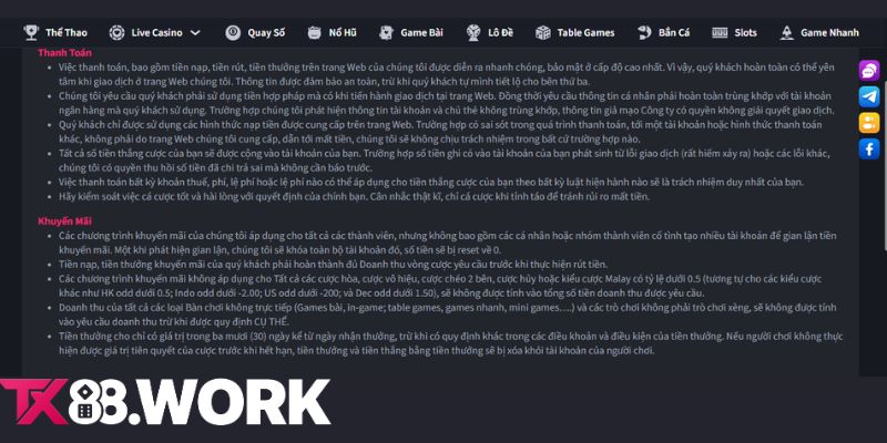 Điều kiện rút tiền TX88