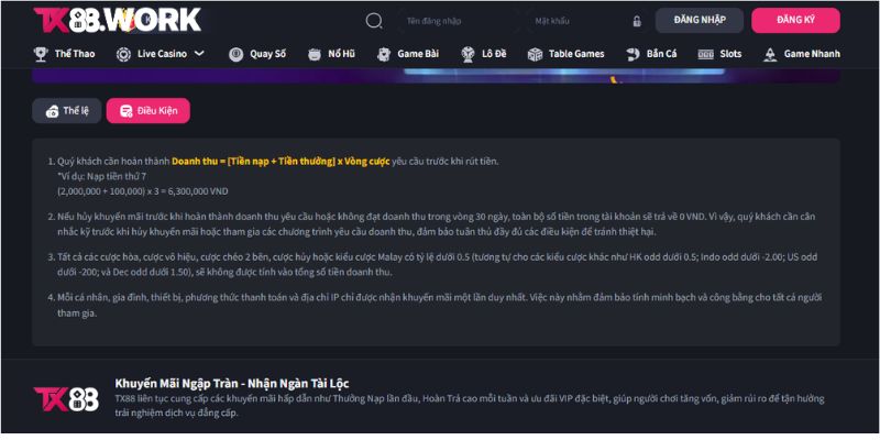 Điều kiện tham gia khuyến mãi thứ 7 TX88 tặng 100k